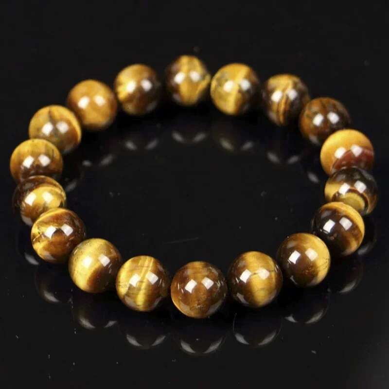 Tiger Eye Men And Women Natural Stone Jewelry Healing Buddha Elastic Rope Couple Crystal Bead Bracelet