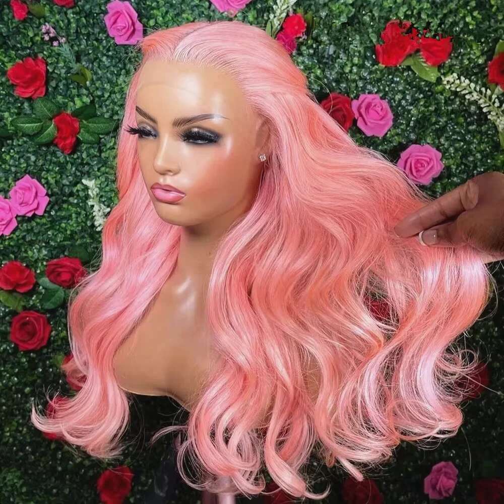 30 36 Inch 13x4 Front Wig Human Hair Body Wave 13x6 Hd Lace Frontal for Women Light Pink Colored Wigs Pre Plucked