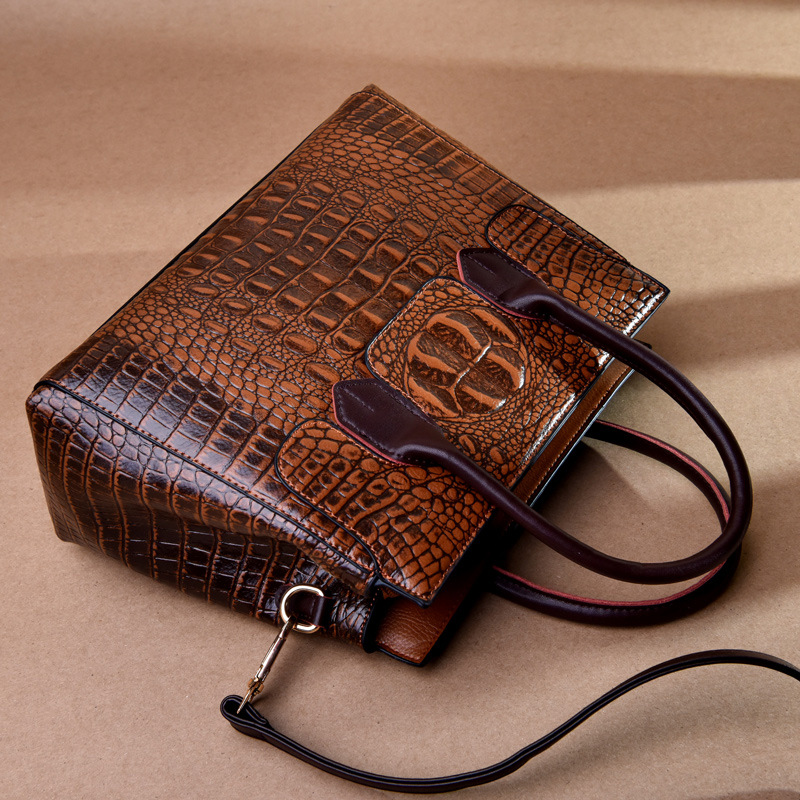 2025 Designer Crocodile-Embossed Tote Bag - Oversized Structured Shoulder Bag for Women, Luxury Work & Travel Crossbody Purse Free Shipping
