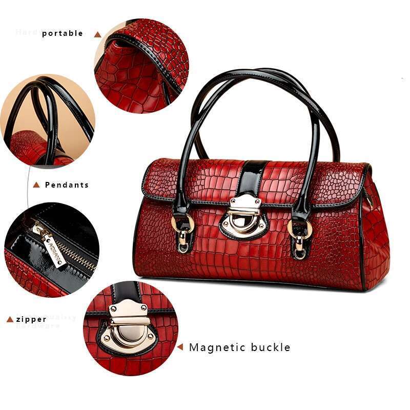 Aidrani Fashion Light Cowhide Women's Handbag With Large Capacity Red Casual Versatile One Shoulder Crossbody Stick Bag