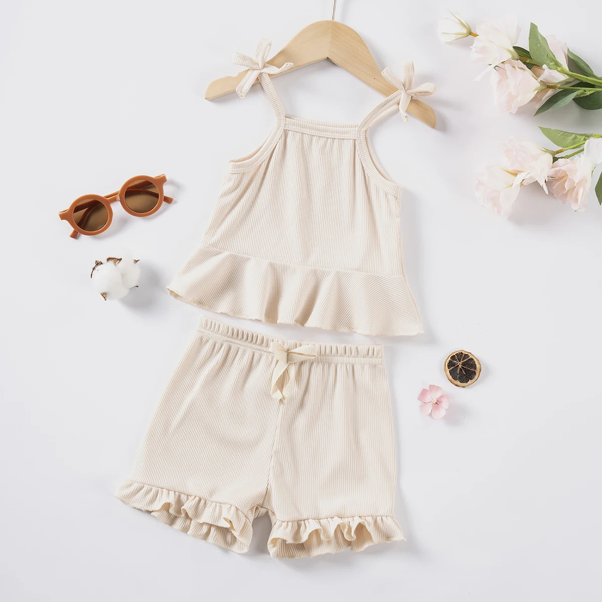Solid Color Girls Clothing Summer Thin Set Middle-aged And Young Girls Suspender Childrens Vest Cute Summer 250515