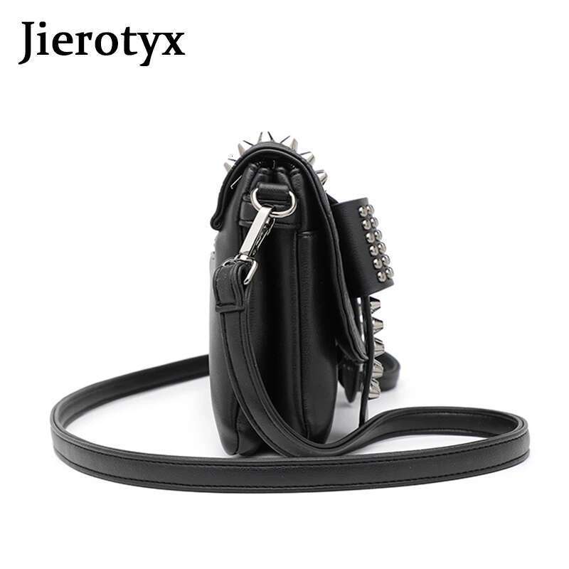 JIETOTYX Women Leather Messenger Single Skull Rivet Shoulder Bags Sac A Main Bolsa Black Vintage Sexy Bag Lady Drop