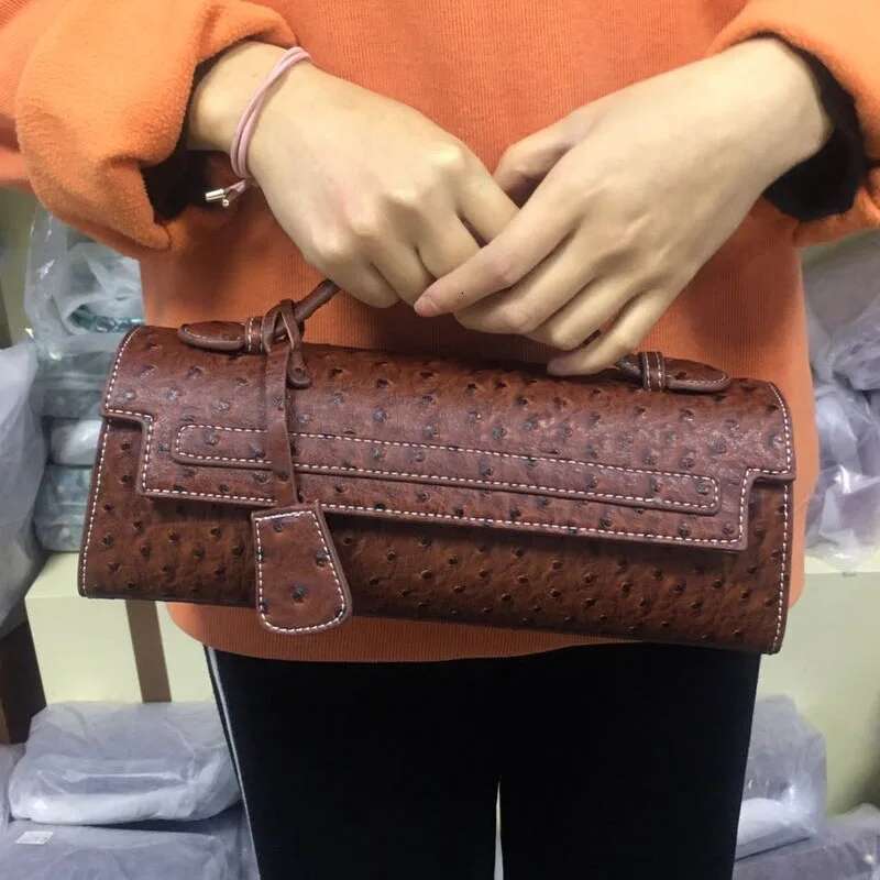 Classic Elegant Ostrich Women Clutch Python Handbags Ladies Fashion Tote Purse Female Messenger Shoulder Bag