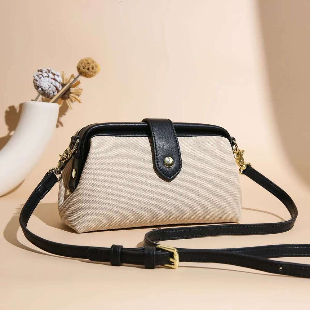 French Style 2025 Female Niche Dumpling Bag, Senior Texture Canvas, Single Shoulder Crossbody Commute Choice
