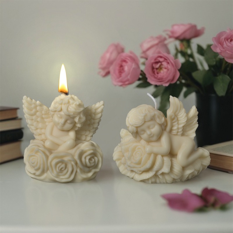 DIY Rose Angel Aroma Candle Silicone Mold Shell Angel Silicone Mill Ornament Mold