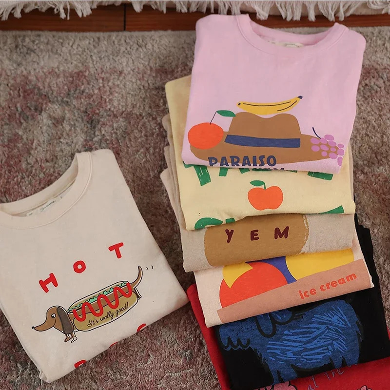 Summer Kids Short Sleeve T-shirt Cartoon Letter Boys Girls Unisex O-Neck Tees Children Fashion Tops 250515