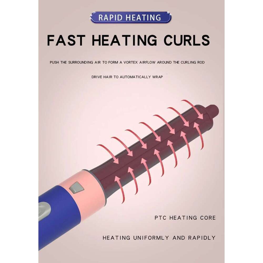 5-in-1 Hot Air Comb Negative Ion Automatic Curling Iron Multifunction Electric Straight Hair Dryer Volume Curly Hairdress