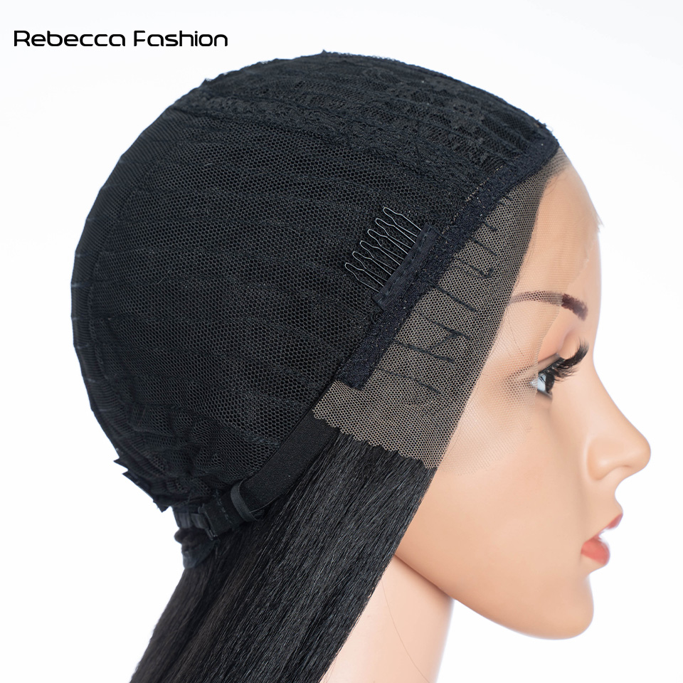 Rebecca Fashion Straight Synthetic Lace Front For Women 36 Inch Long Natural Black Lace Frontal Wigs Cosplay Wig