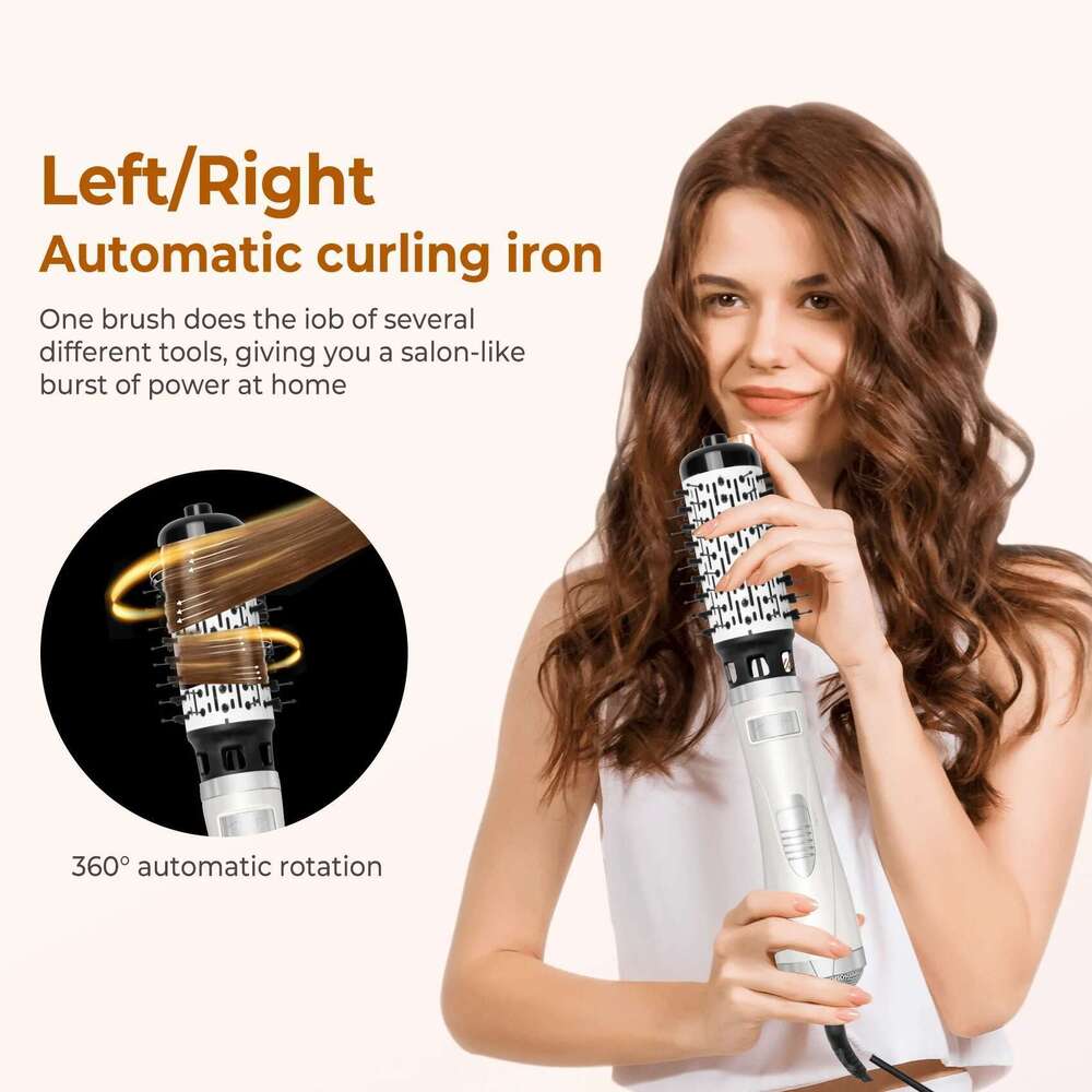 3 in 1 Air Styler Blow Dryer 2 Interchangeable Brushes Auto Rotating Curling Hot Hair Brush