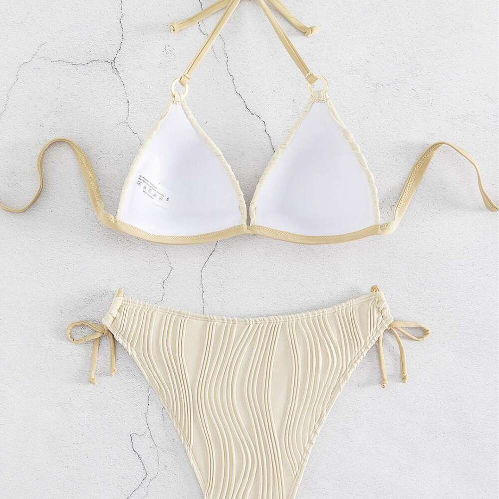 European American swimwear sleeveless sexy swimsuit women's split with chest cushion bikini 2025 new style chic and elegant clothing