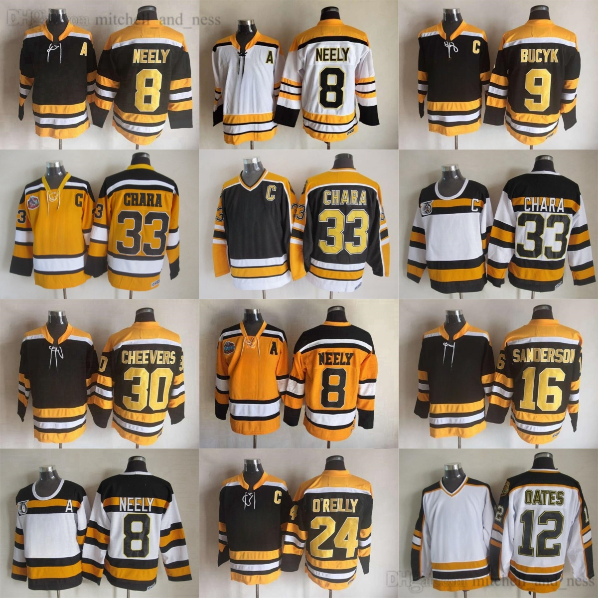 1980 Vintage Hockey 8 Cam Neely Jerseys CCM Embroidery 9 Johnny Bucyk 12 Adam Oates 16 Derek Sanderson 24 Terry O'reilly 30 Tim Thomas 33 Zdeno Chara 75th Yellow Retro