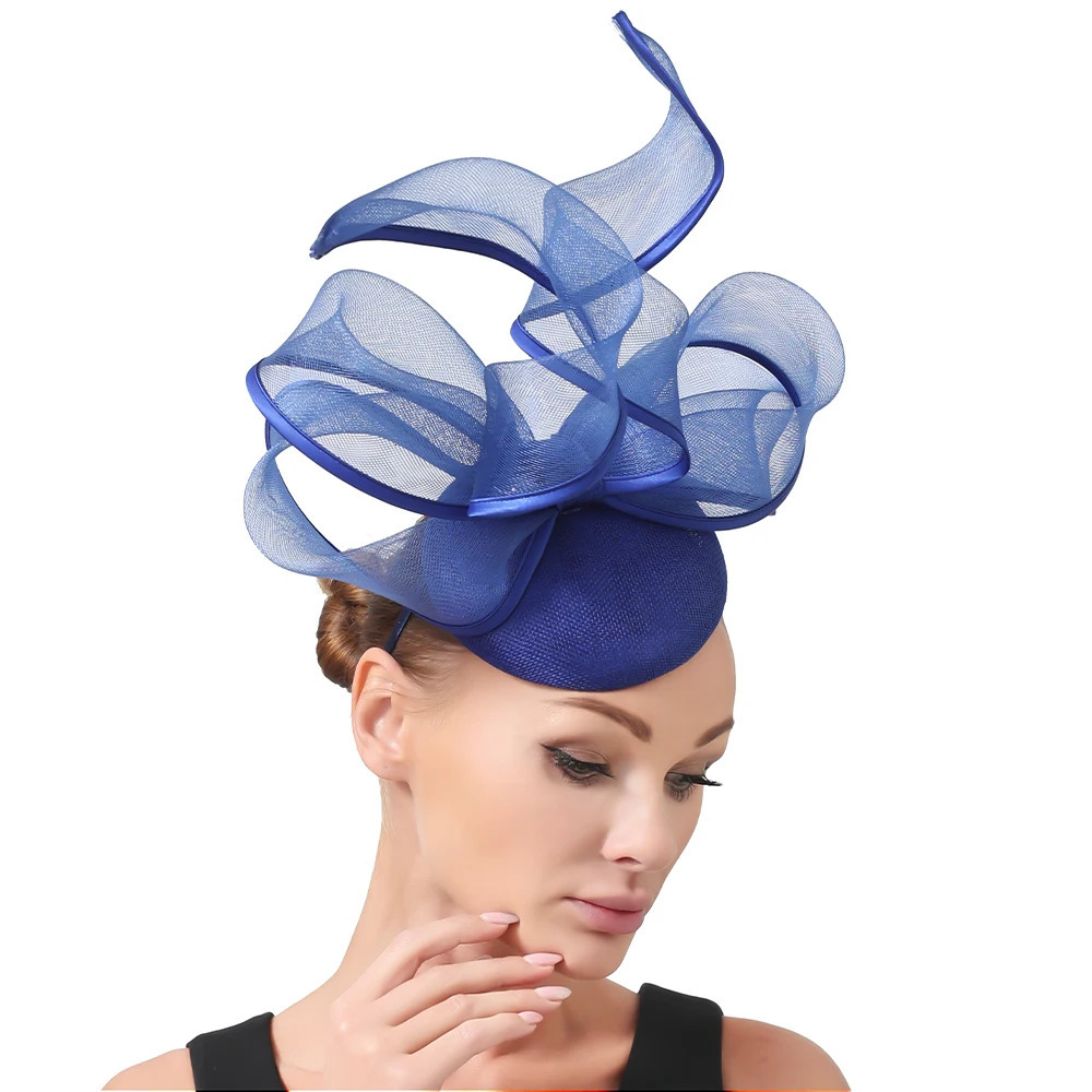 Ladies Royal Blue Bridal Derby Pillbox Hats With Bowknot Flower Sinamay Hat Women Wedding Hair Accessories SYF774 250514