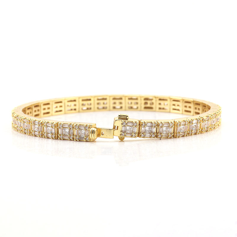 Provence New Women Men Bracelet Silver with 14K Gold Plated DEF VVS Moissanite Diamond Tennis Bracelet for Anniversary Birthday Mother's Day Gift