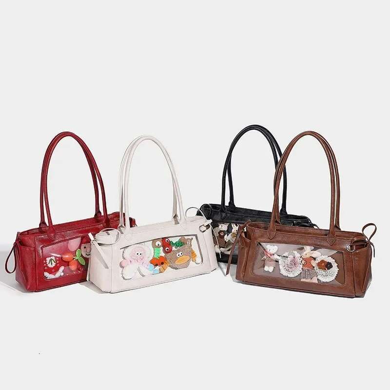 Cute Shoulder For Women Vintage Red Y2k Fashion Kawaii Bow Handbag Elegant Casual Transparent Lolita Jk Female Ita Bag
