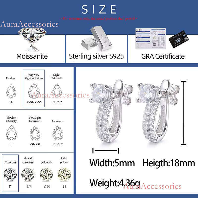Original Design Detachable Stud Pure Sier Fashion Moissanite Dia Hypoallergenic Earring