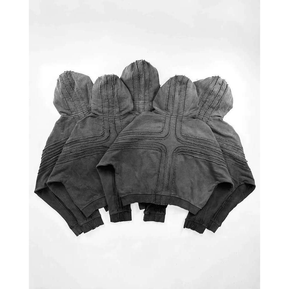 Y2k Trend Street Hip Hop Jumper Jacket Vintage Wash Patchwork Furred Fashion Men Zipper Hoodie Gothic Loose Casual Sweatshirt Designer