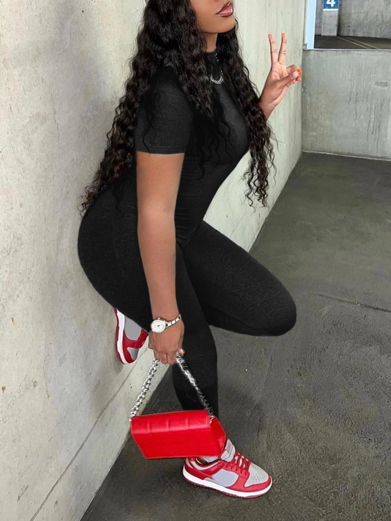LW Plus Size Jumpsuit summer Solid shorts sets Jumpsuit Women Streetwear O-Neck Bodycon Sexy Sporty Rompers Casual Skinny Overal 250515
