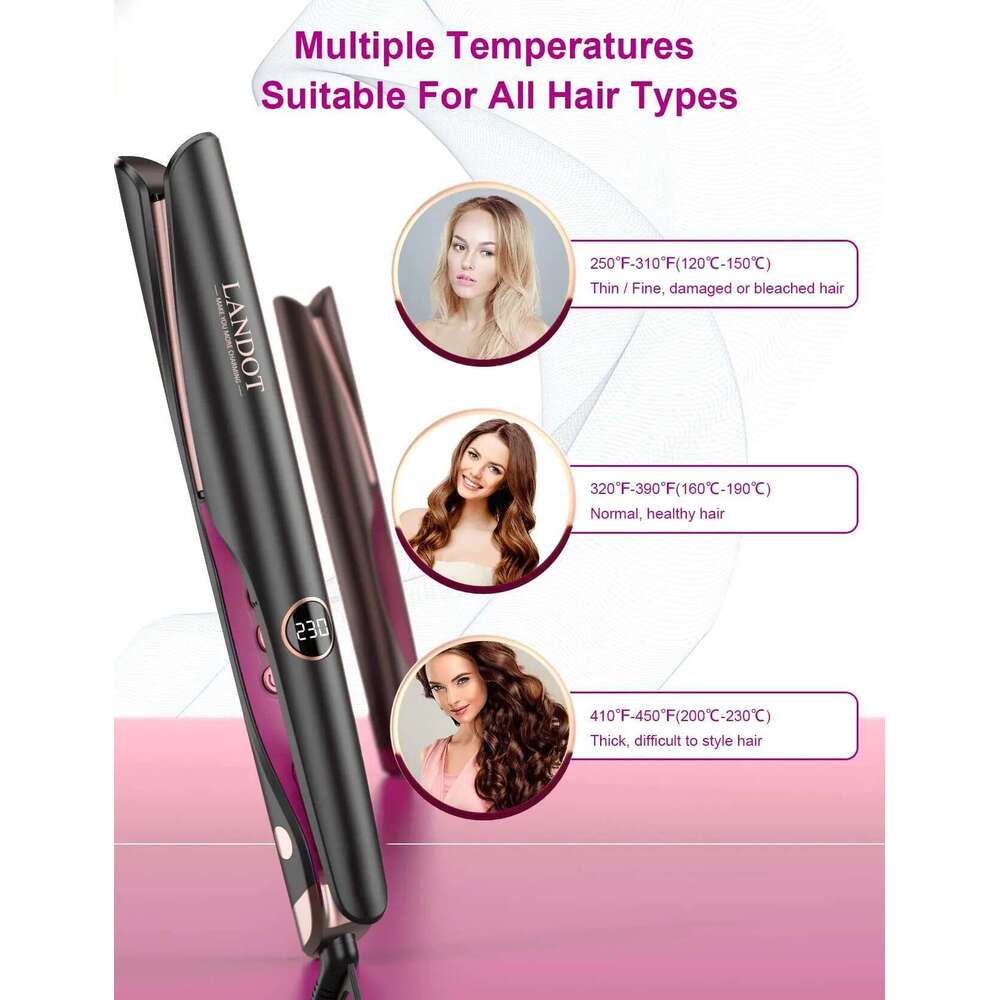 Landot Straightening Curling Iron Combo for Curl Wave Straighten Women Hair - 1 Inch Dual Voltage HS168 | landot