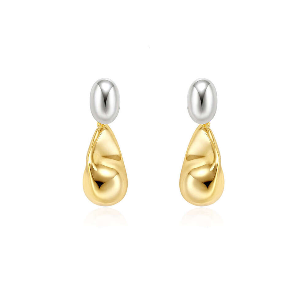 Lazy style in early summer, paired with French commuting color blocked water droplet earrings, niche design earrings