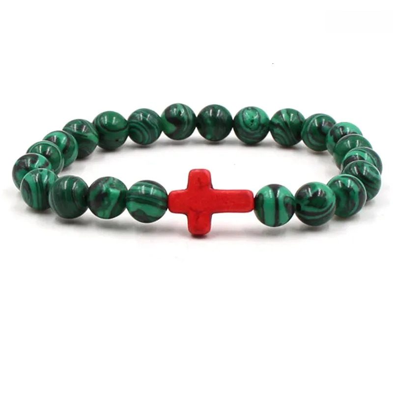 Designer's Green Stone Bead 8 Bracelets, Men's and Women's Hand Crosses, Fashion Jewelry, Elegant and Fashionable, Handmade
