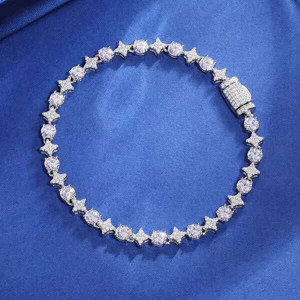 6mm Ice Cold Pearlestone Jade Bracelet Pure Sier Women's Exquisite Party Wedding Girlfriend Valentine's Day Jewelry