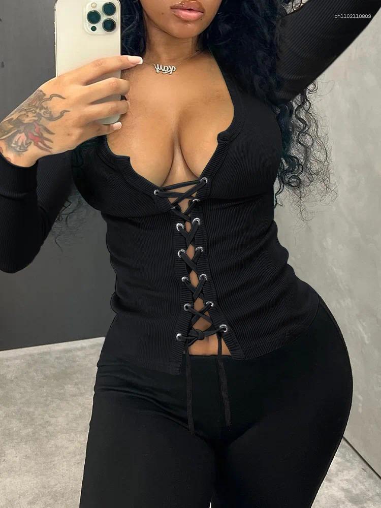 Shirt LW Womens Sexy Plus Size T-shirts 2025 Spring Long Sleeve Square Collar Fashion Bandage Bodycon Large Tees Tops Women