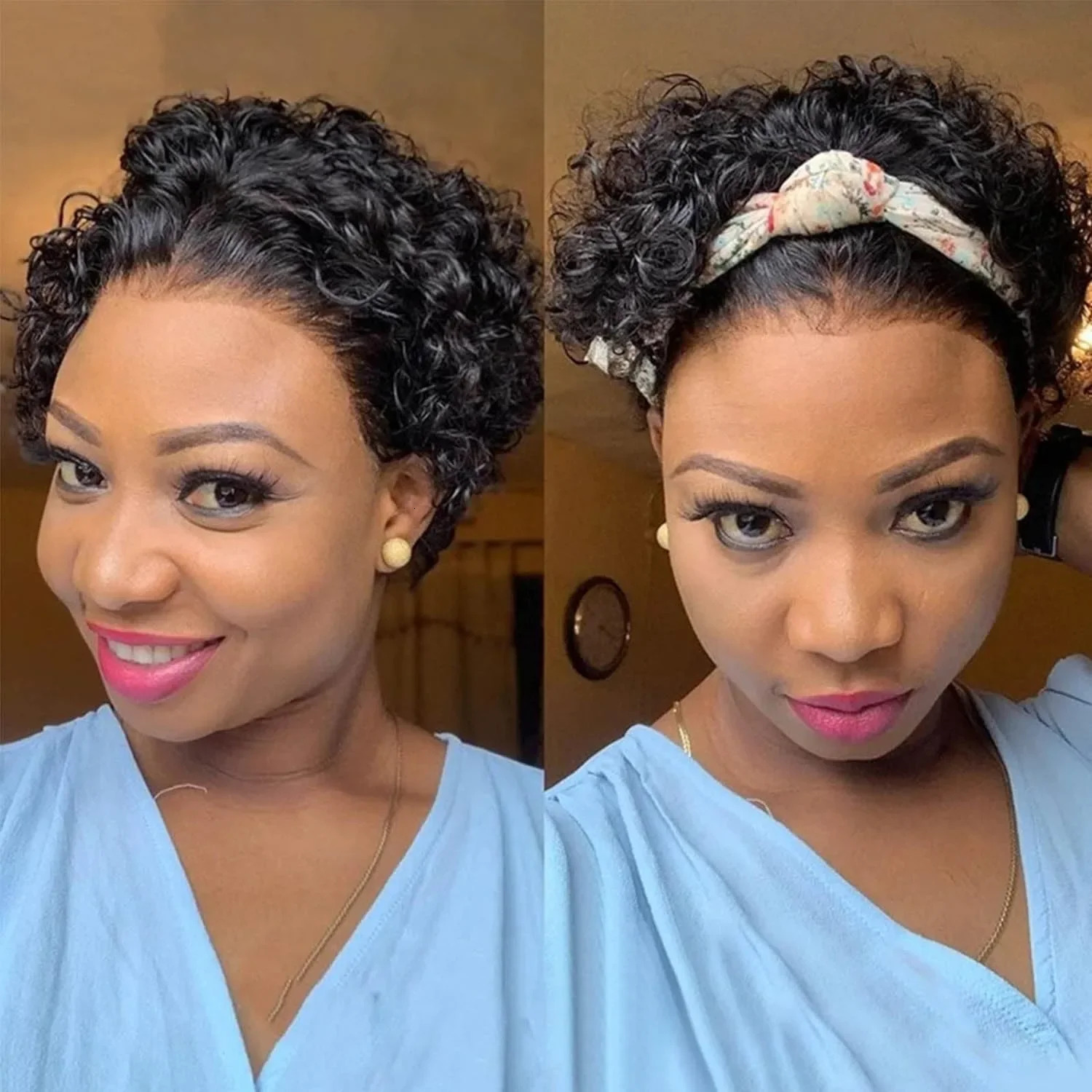 Pixie Cut Wigs Human HaiShort Curly Lace Front Human Hair Wigs For Women Brazilian Water Wave Bob Wig 13x1 Transparent Lace Wigs 250512