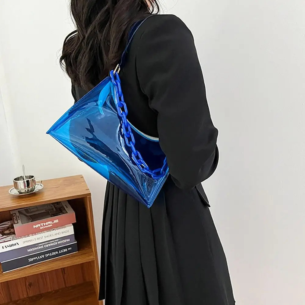 Fashion Ladies Jelly Bags PVC Clear Bag Underarm Bags Casual Women Summer Handbags Purse Cell Phone Shoulder Bag 250515