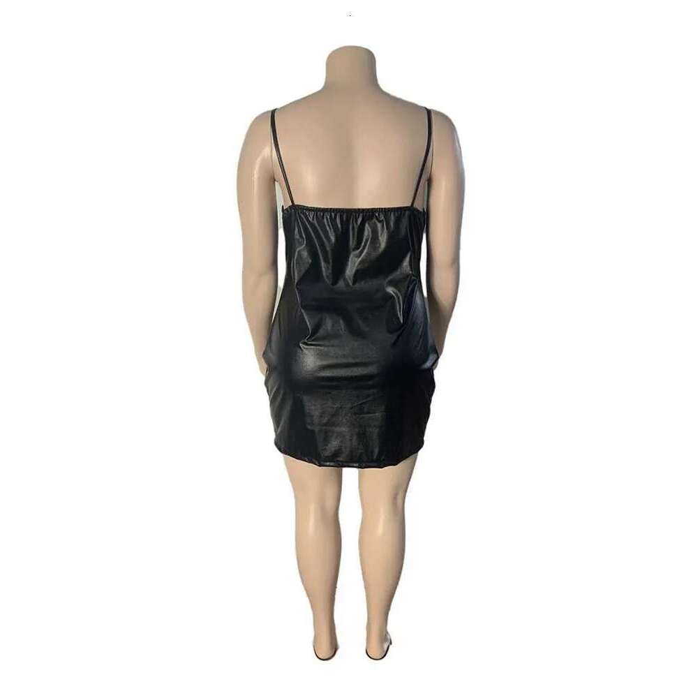 Size Dresses 5Xl Woman Clothing Plus Leather Bodycon Pu Clubwear Sling Sexy Short Dress Wholesale Bulk Dropshipping