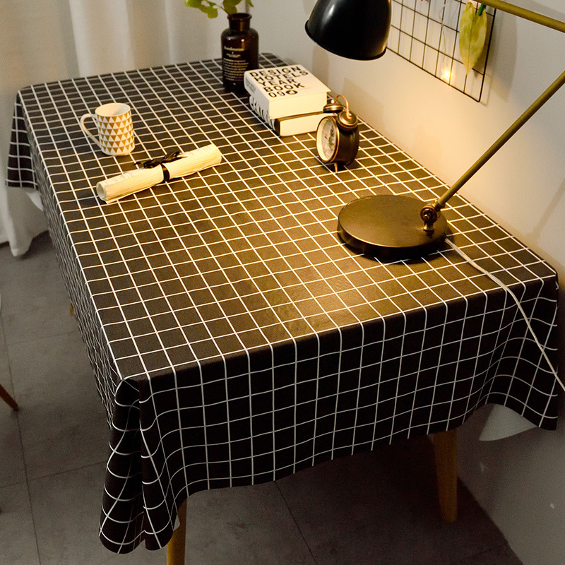B327 solid color PVC tablecloth waterproof and oil-proof wash-free simple rectangular household fabric table mat restaurant tablecloth wholesale