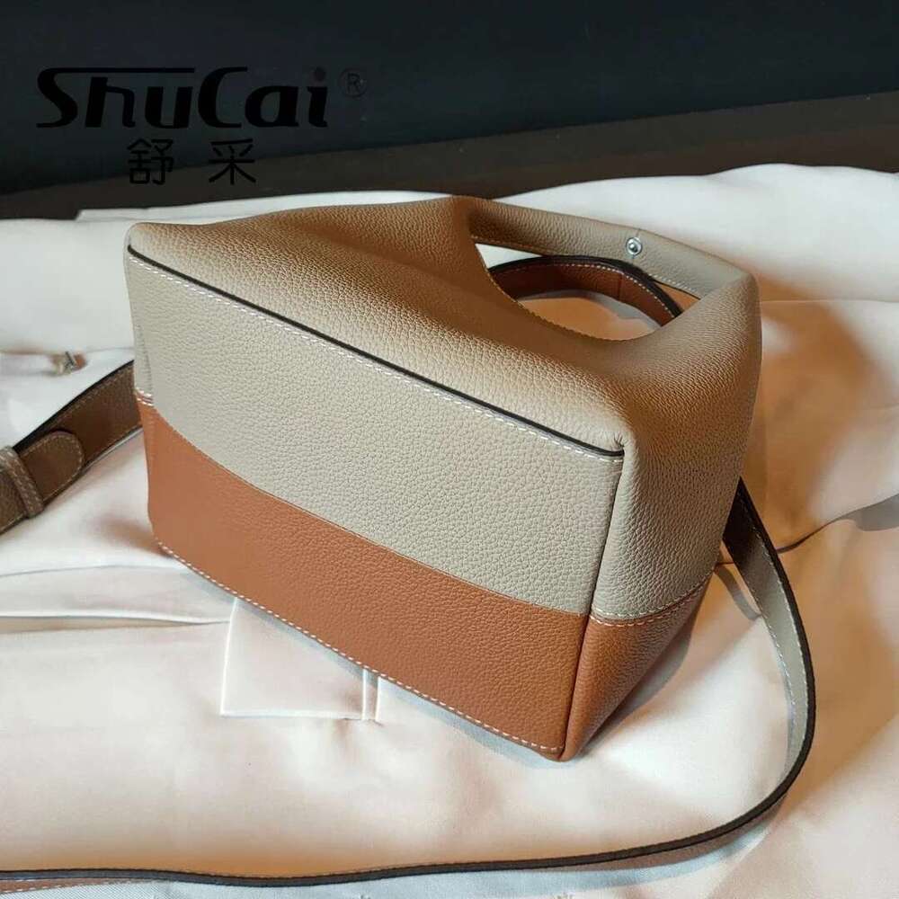 Genuine Leather bucket designer blocking and versatile single shoulder diagonal crossbody TOGO cowhide women's handbags