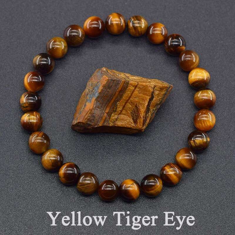 Original Reiki Blue Apatite Men Women Natural Lapis Lazuli Amethyst Yellow Tiger Eye Stone Beads Bracelet Jewelry