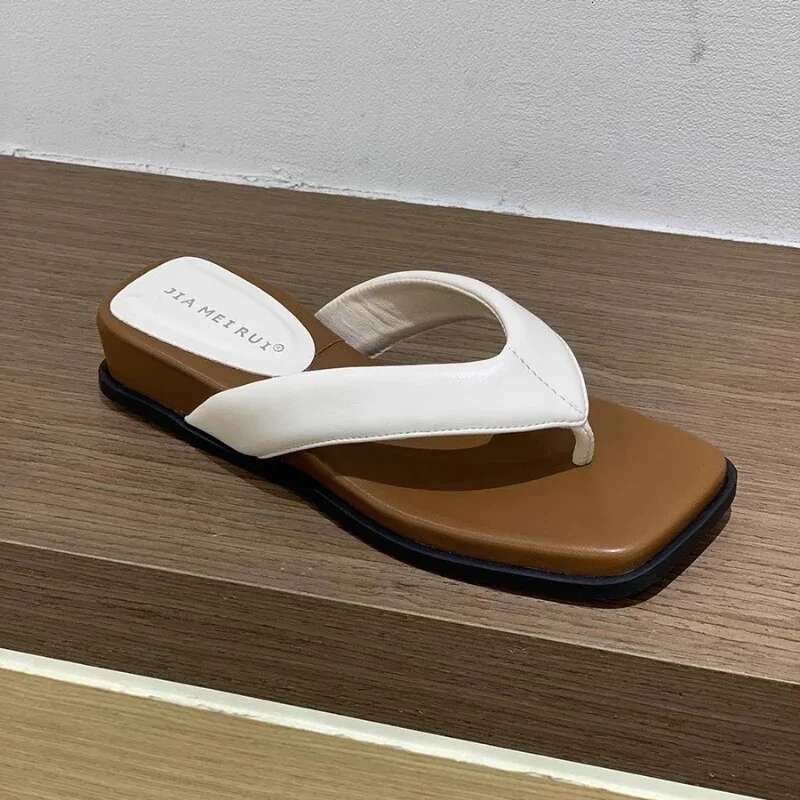 Summer Wedges Flip Flops Mid Heels Clip Toe Designer Slippers Women 2025 New Shoes Fashion Beach Slides Sandalias De Mujer