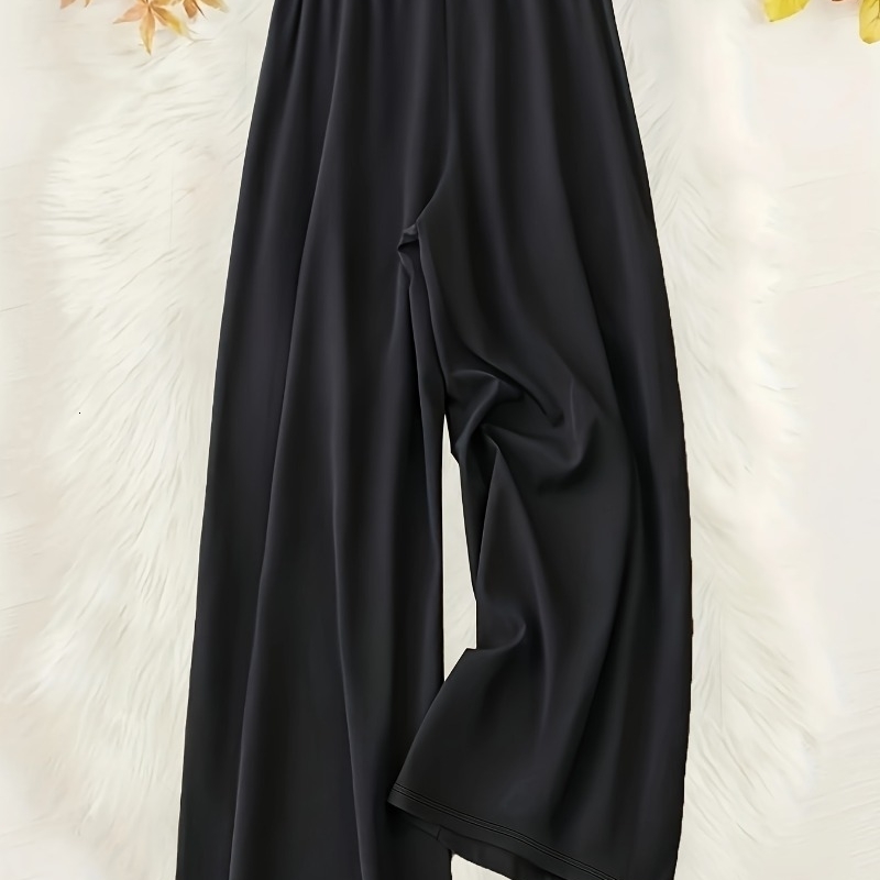 Plus Size 1XL5XL Casual Pants for Women Solid Drawstring Waist Wide Leg Loose Trouser 250506