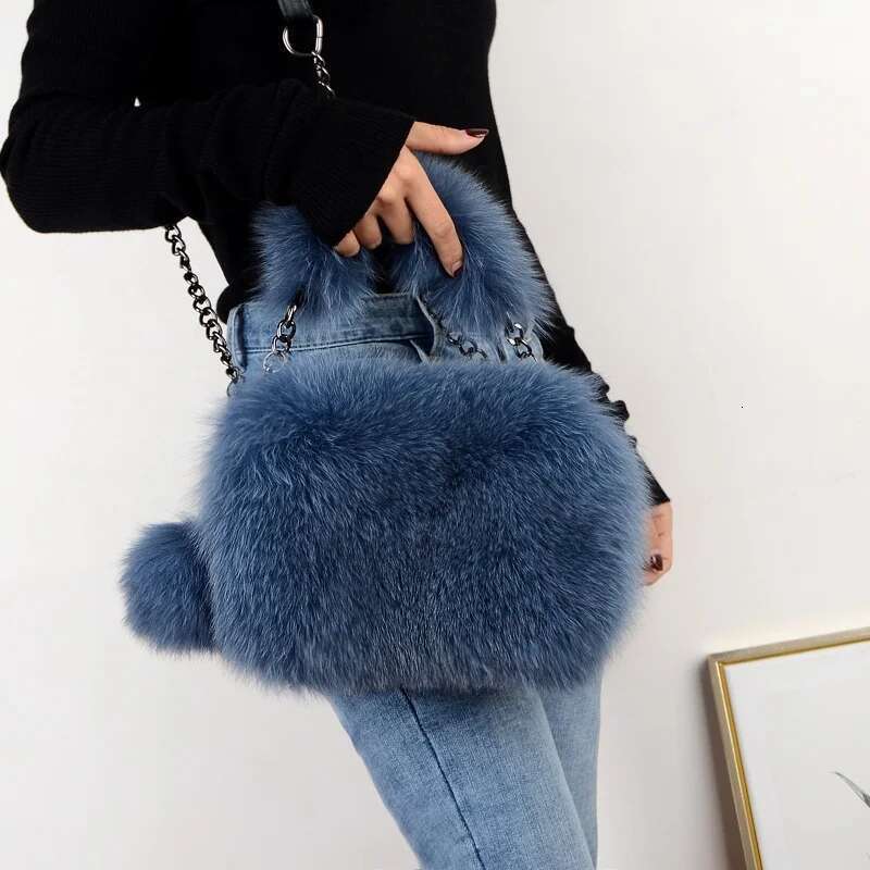 Fluffy Fox Fur Plush Handbag Women's New Fashion Phone Designer Bag
