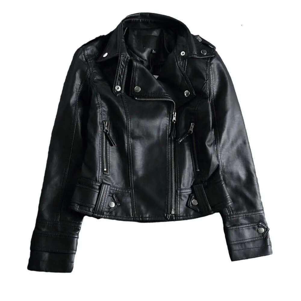 Women Cropped Trench Lapel Collar Leather Jackets Coat With Belt Female Single Button Short Motorcycle Jacket Outwear