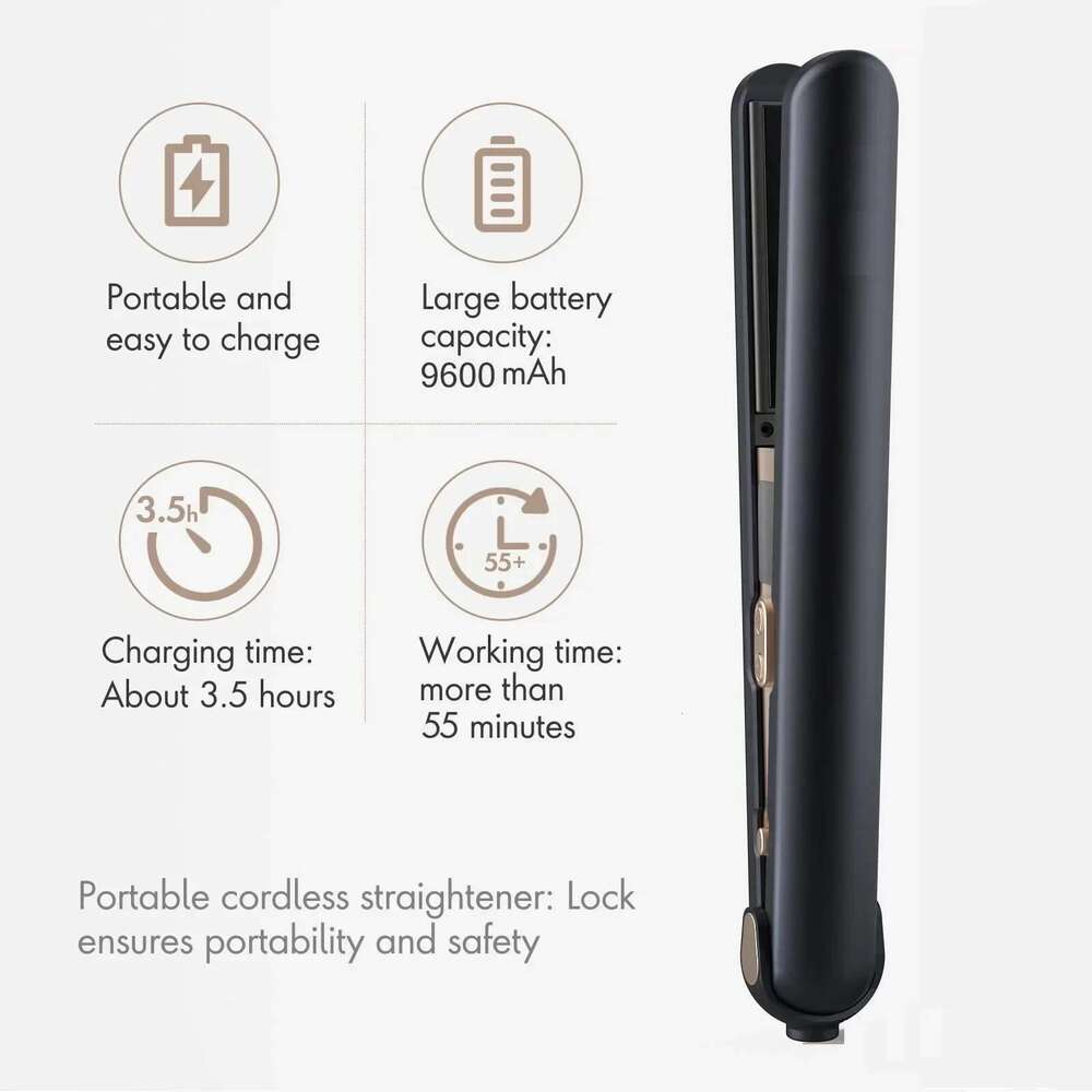 2 in 1 USB Cordless Hair Straightener Curler Type-C Rechargeable Portable Styling Tool for Travel and Students