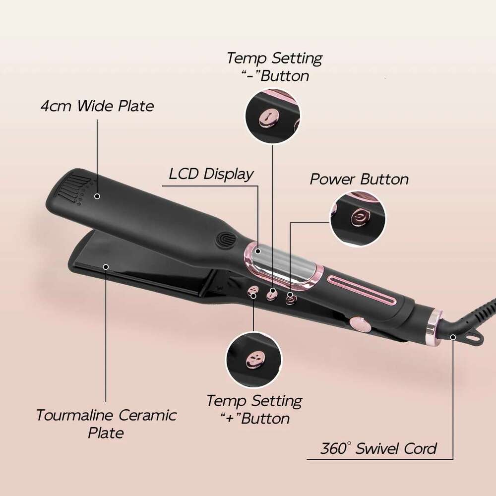 TQ-H1 Professional Straightener Ceramic Digital LCD Display Instant Heating Curling Iron Hair Curler Adjustable Temperature