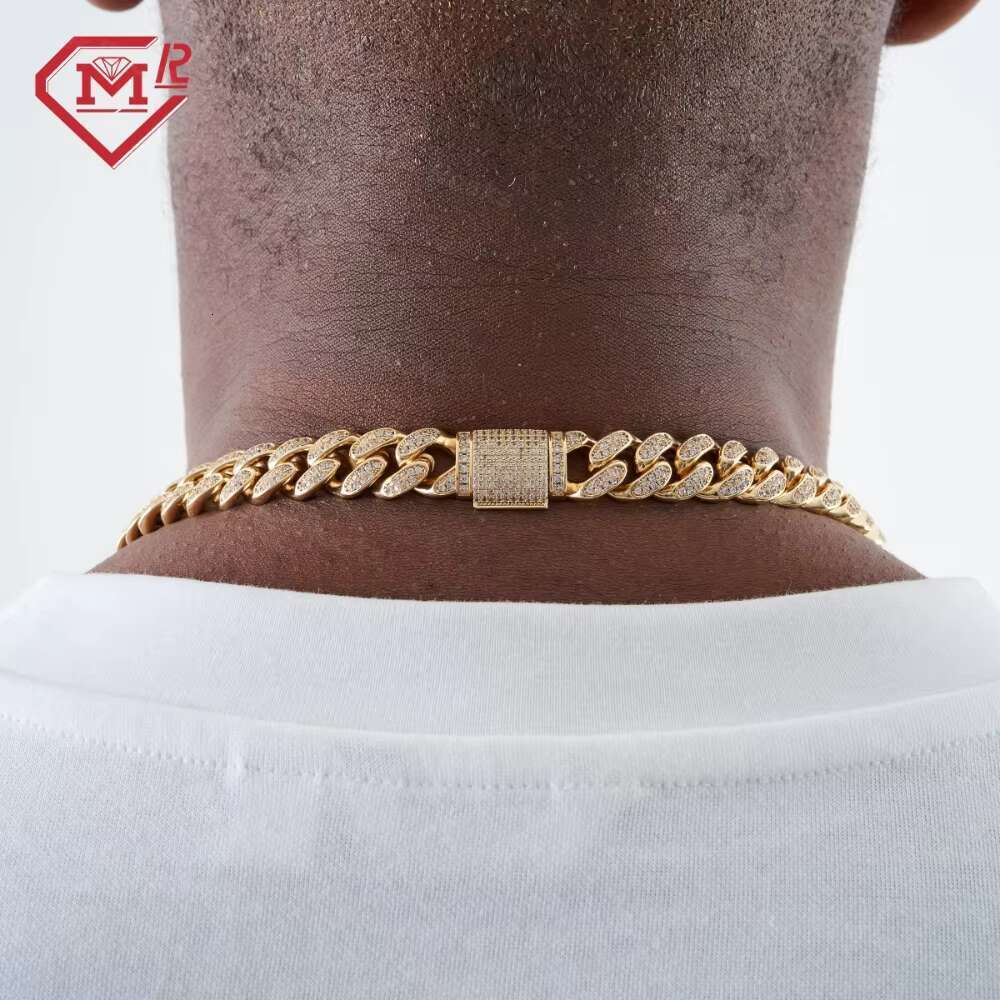 Hip hop Iced 2 Rows VVS12 Millimeter Sier Silica Cuban Chain
