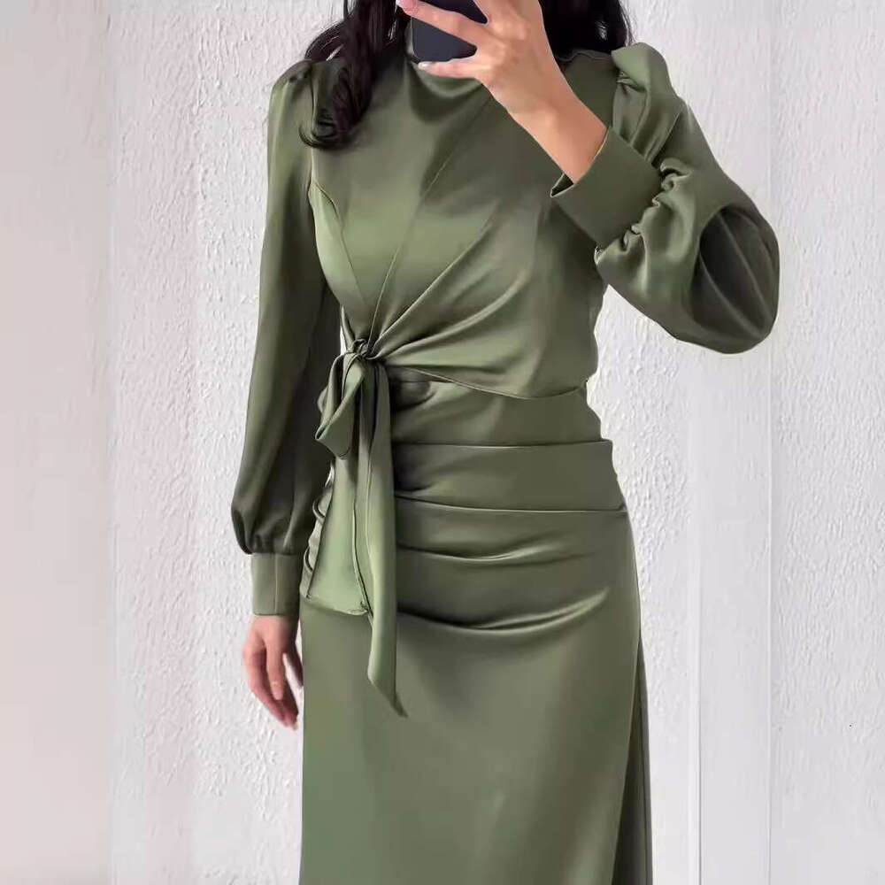 2024 Spring/Summer New with Tie, Slim Fit, High Waist Dresses, Elegant Dress Dresses for Women