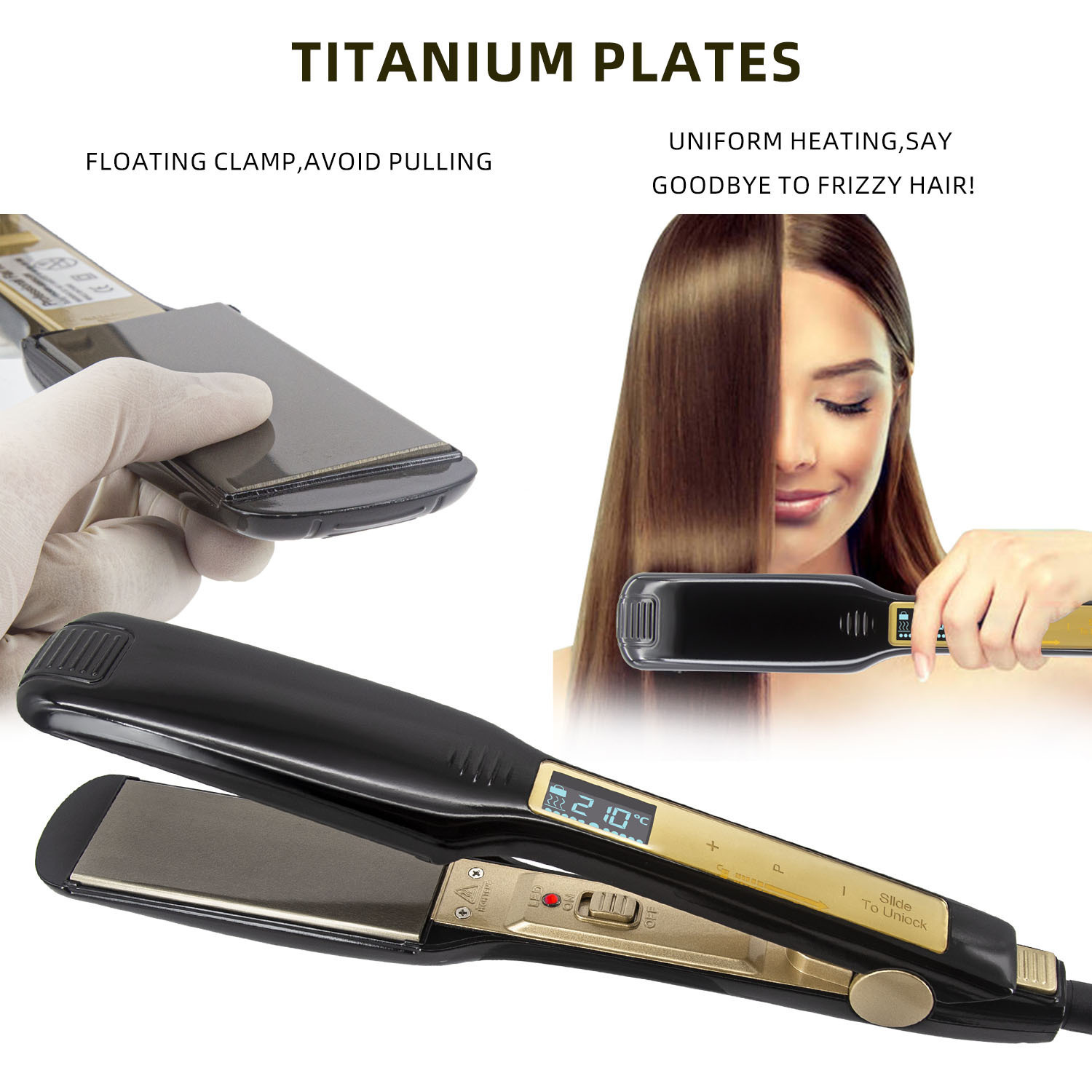 Hair Straighteners KIPOZI Professional Hair Striaghtener Dual Volotag Instant Heating Flat Iron 2 In 1 Hair Curler LCD Digital Display 230617