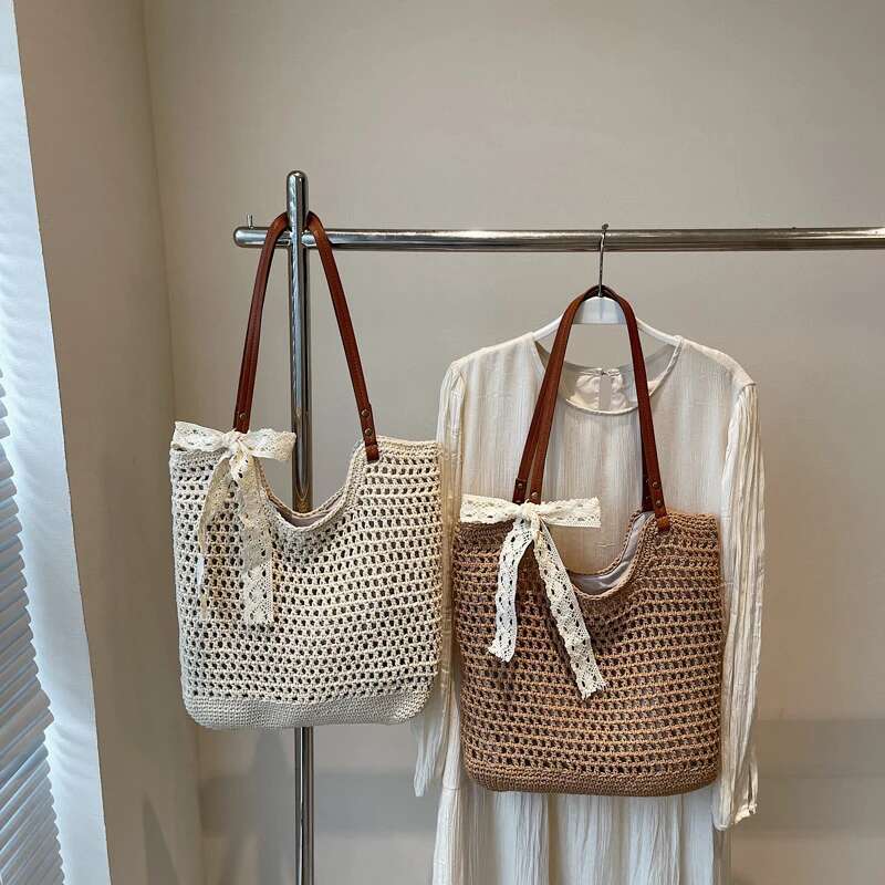 Summer Retro Large Capacity Weaving Casual Tote Bag High Quality Versatile Underarm Women's Shoulder Bags