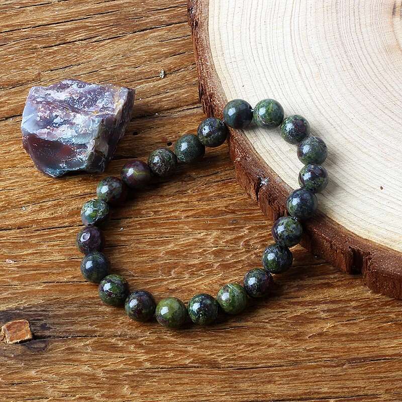 Natural Dragon Blood Stone Elastic Bracelets Women Men Charm Dinosaur Jasper Beads Healing Jewelry Yoga Meditation Bangle Gift