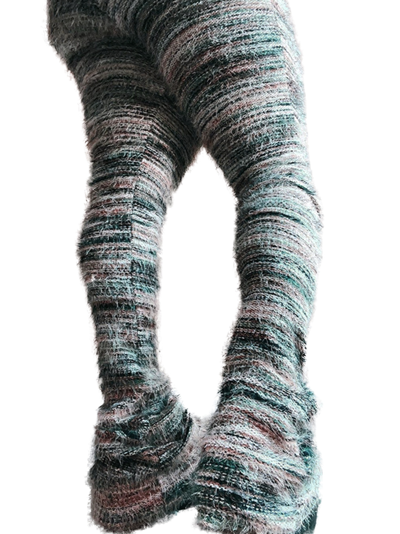 HR23113 Fashion Womens Colorful Striped Plush Personalized Plush Pants Stacked Pants