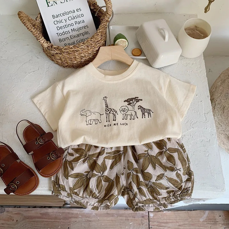 Summer Boys Solid Color Base Shirt Pure Cotton Clothing Thin Round Neck Short Sleeve Tops Child Print T-shirt Outer Wear 250515