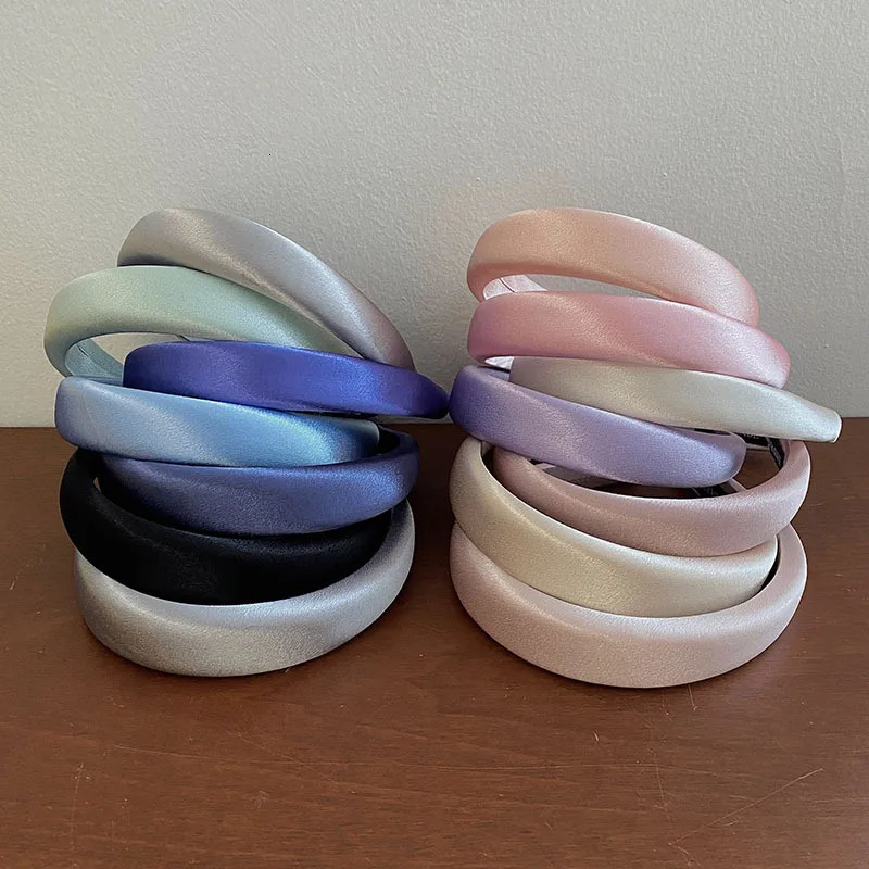 Shiny Satin Fabric Headband Wide Cross Hairbands Daily Headwear Sweet Simple Headbands Women Hair Accessories 250509