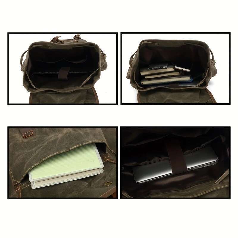 Vintage Men's and women's backpacks Outdoor sports bag waxed canvas waterproof travel computer backpack