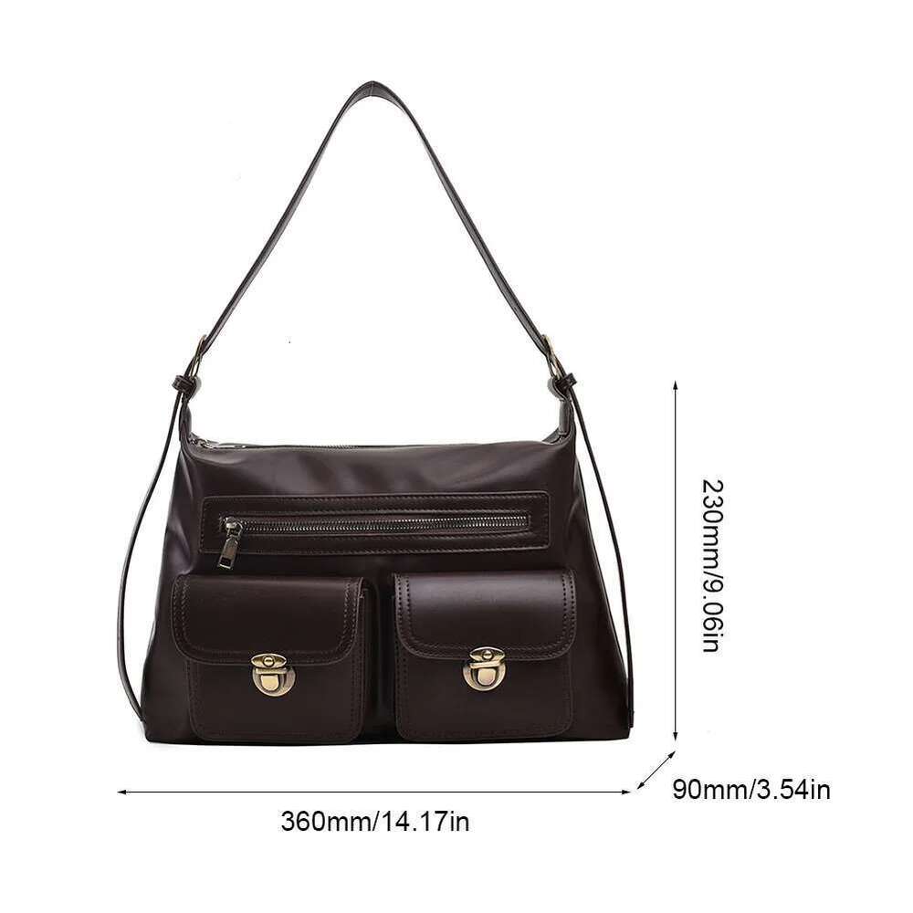 High Quality Ladies Crossbody Women Leather Solid Underarm Bags Winter Vintage Large Shoulder Multi Pocket Messenger Bag
