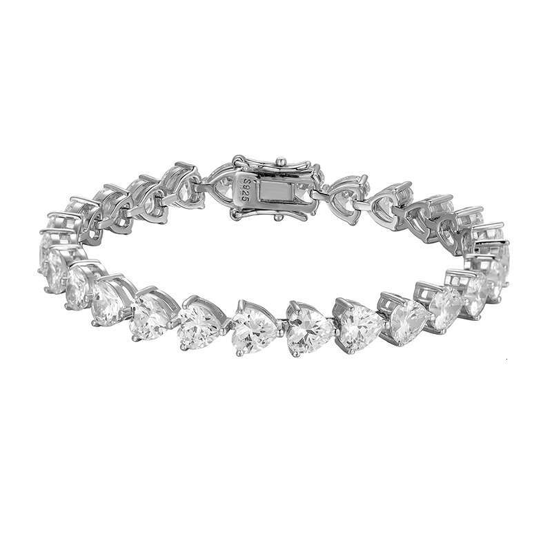 9 Factory Wholesale S Sterling Sier 6*6MM VVS D Color Heart Shaped Moissanite Tennis Bracelet For Ladies Gift