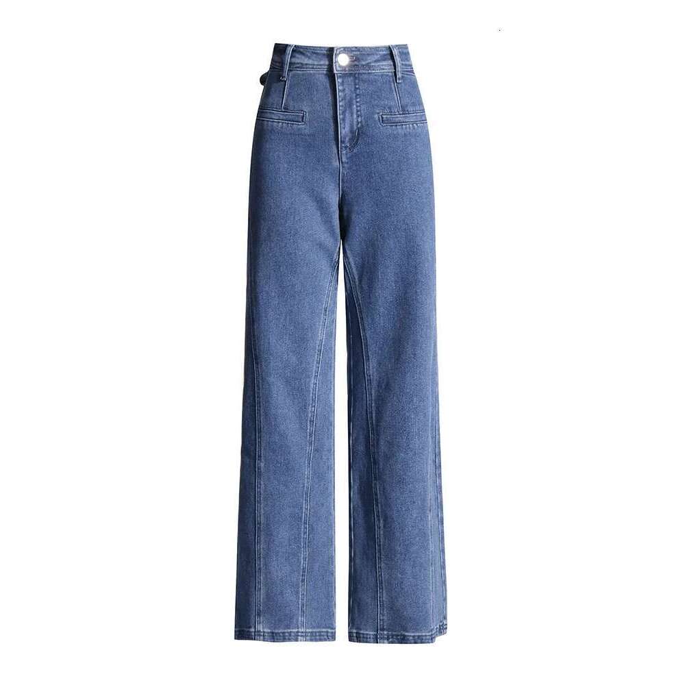 TWOTWINSTYLE Solid Designer Patchwork Bowknot Denim Pant For Women High Waist Spliced Button Streetwear Wide Leg Pants Female Designer